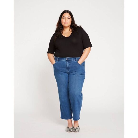 NWT Universal Standard Bae Boyfriend Crop Denim 
in True Blue, Size 00 - Picture 2 of 15